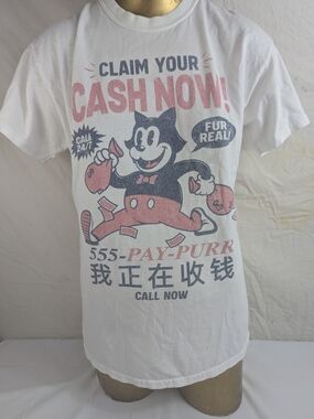 Felix The Cat Claim Your Cash Now Graphic Tee White Medium
